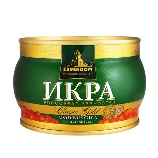 Shelf life: 1 month, second grade, Pink Salmon Caviar Classic Gold 400 g